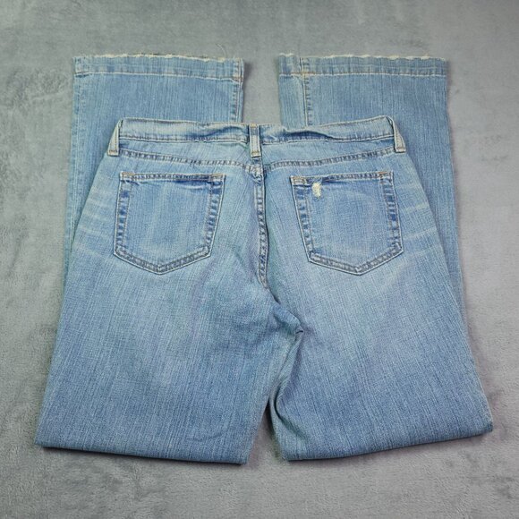 Gap Original Womens Long & Lean Flare Jeans 33 Light Wash Mid Rise Distressed - Picture 2 of 7